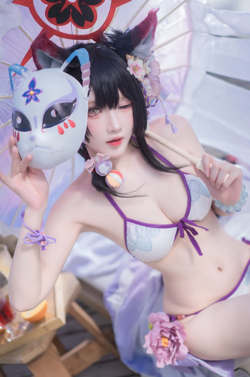 阿包也是兔娘 蔚蓝档案 狐坂若藻 水着-高端精品
