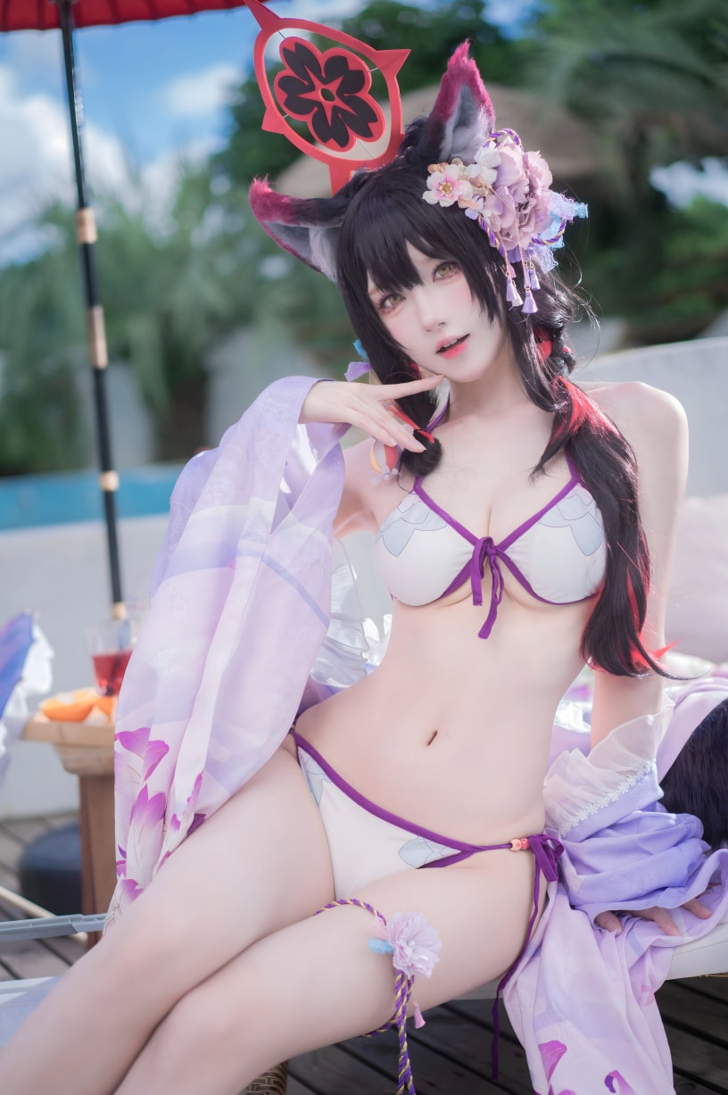 阿包也是兔娘 蔚蓝档案 狐坂若藻 水着-高端精品